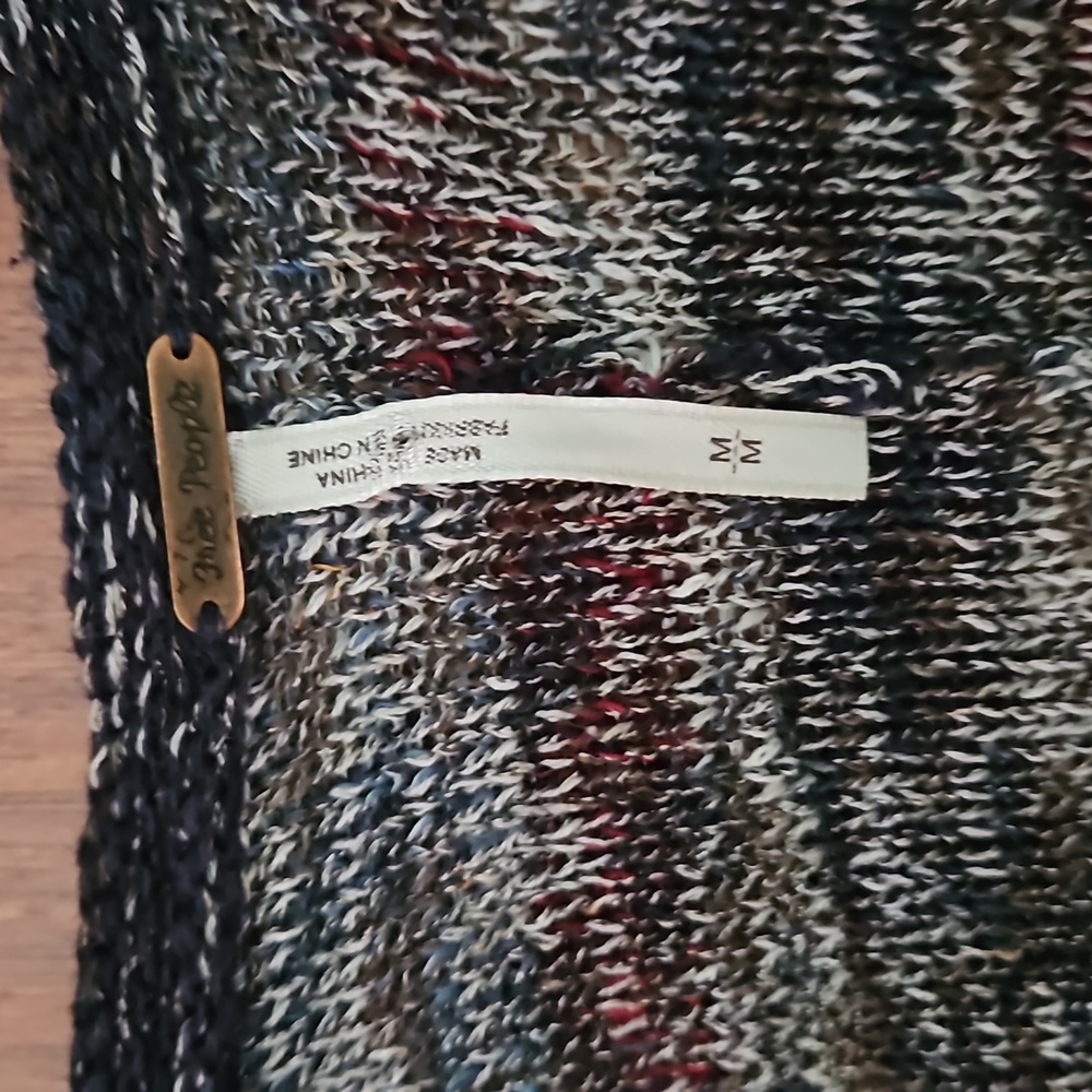 Free People Big Trail Open Cardigan Poncho Shawl Pockets Linen Blend LIKE NEW - Picture 8 of 12